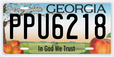 GA license plate PPU6218