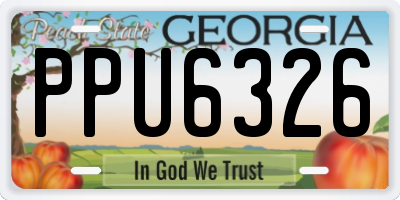 GA license plate PPU6326