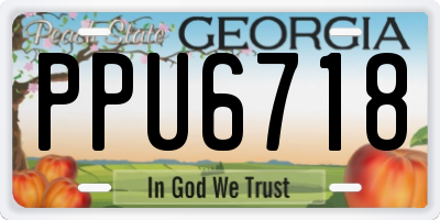GA license plate PPU6718