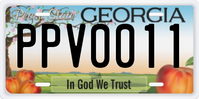 GA license plate PPV0011