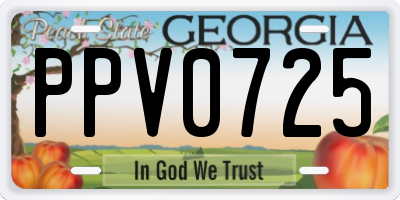 GA license plate PPV0725