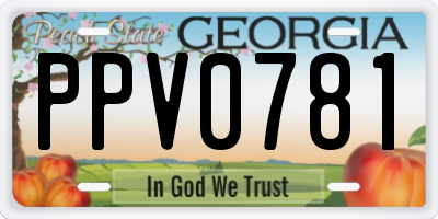 GA license plate PPV0781