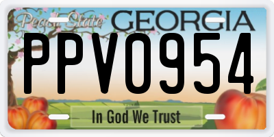 GA license plate PPV0954