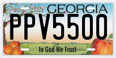GA license plate PPV5500
