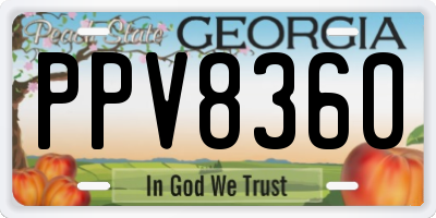 GA license plate PPV8360