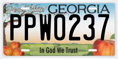GA license plate PPW0237