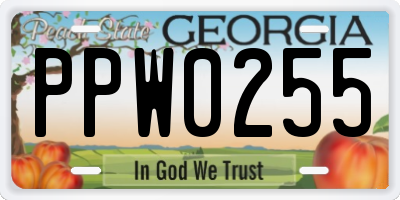 GA license plate PPW0255