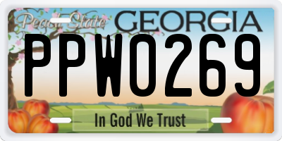 GA license plate PPW0269