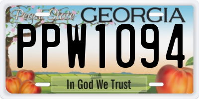 GA license plate PPW1094
