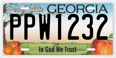 GA license plate PPW1232