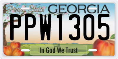 GA license plate PPW1305