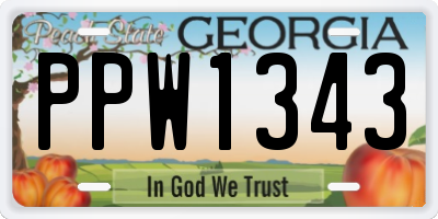 GA license plate PPW1343