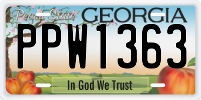 GA license plate PPW1363
