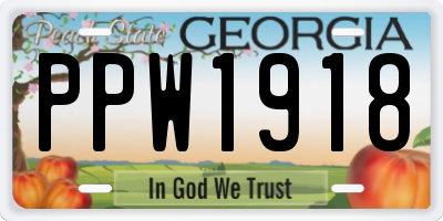 GA license plate PPW1918