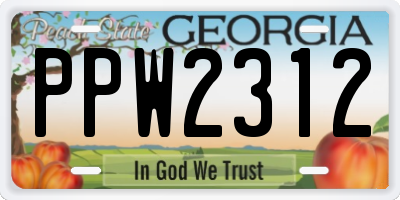 GA license plate PPW2312