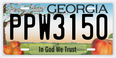 GA license plate PPW3150