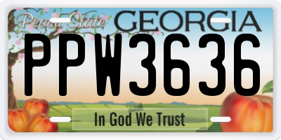 GA license plate PPW3636