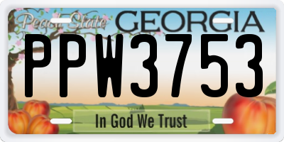 GA license plate PPW3753