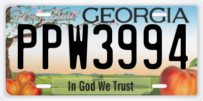 GA license plate PPW3994