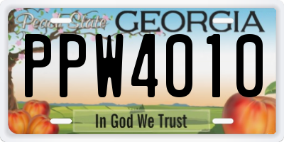 GA license plate PPW4010