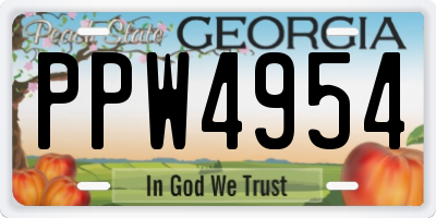 GA license plate PPW4954