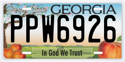 GA license plate PPW6926