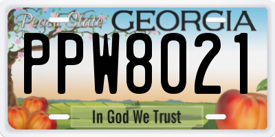 GA license plate PPW8021