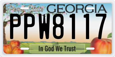 GA license plate PPW8117