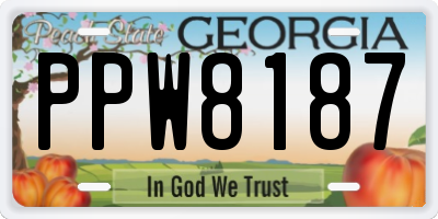 GA license plate PPW8187