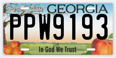 GA license plate PPW9193