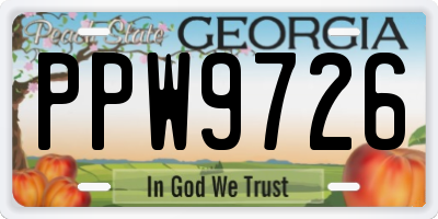GA license plate PPW9726