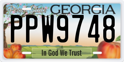 GA license plate PPW9748