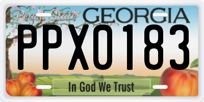GA license plate PPX0183