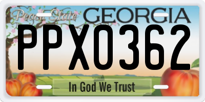 GA license plate PPX0362