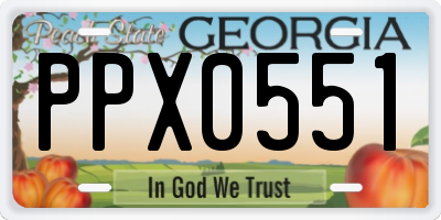 GA license plate PPX0551