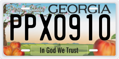 GA license plate PPX0910