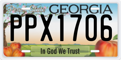 GA license plate PPX1706