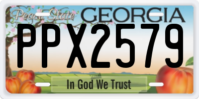 GA license plate PPX2579