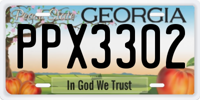 GA license plate PPX3302
