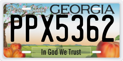 GA license plate PPX5362