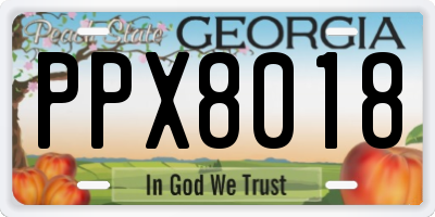 GA license plate PPX8018