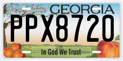 GA license plate PPX8720