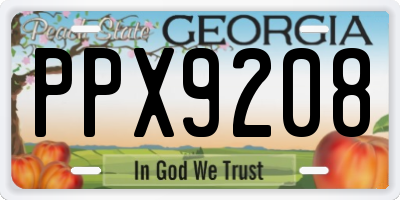 GA license plate PPX9208