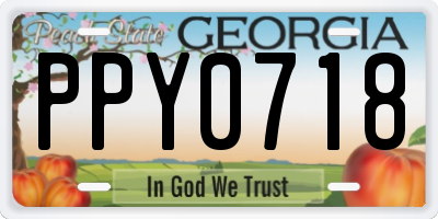GA license plate PPY0718