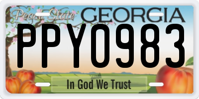 GA license plate PPY0983