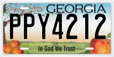 GA license plate PPY4212