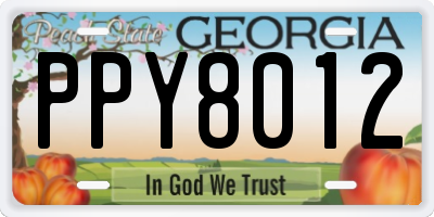 GA license plate PPY8012