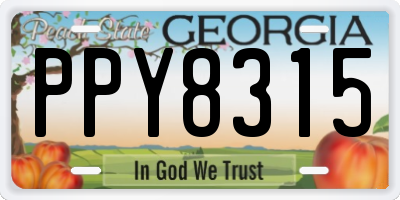 GA license plate PPY8315