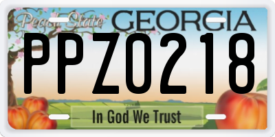 GA license plate PPZ0218