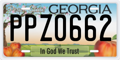 GA license plate PPZ0662